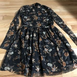 Long sleeve mesh sleeve floral dress - Altar’d State